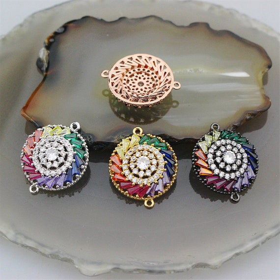 235pcs Discount cubic zirconia micro pave charm connector,rainbow cz connector component,fashion jewelry accessories