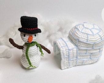 Simon the snowman and his igloo crochet pattern- PDF download