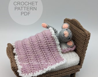 Mouse in bed crochet pattern- PDF download