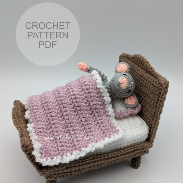 Mouse in bed crochet pattern- PDF download