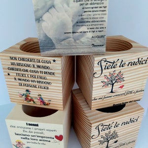 Vasetti in legno-articoli regalo-bomboniere-Idee regalo-vasi personalizzati-bomboniere in legno-Festa della mamma-Festa dei nonni-Natale immagine 3