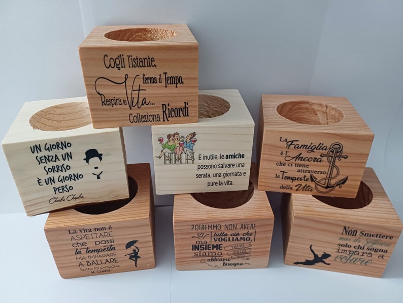 Vasetti in legno-articoli regalo-bomboniere-Idee regalo-vasi personalizzati-bomboniere in legno-Festa della mamma-Festa dei nonni-Natale immagine 5