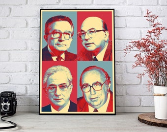 Plakat Erste Republik Andreotti Spadolini Cossiga Craxi