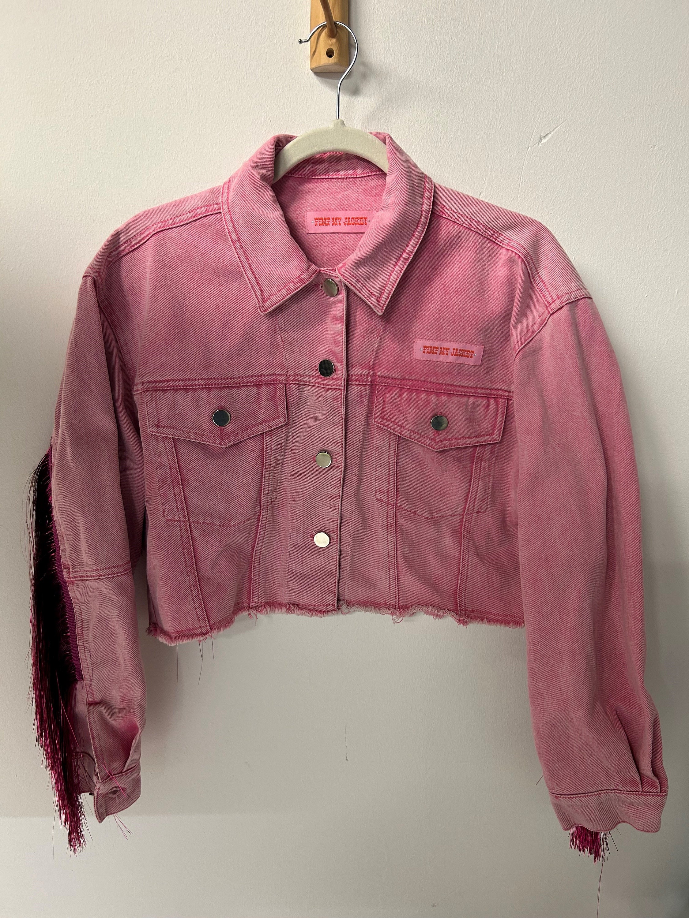 Pink topshop denim jacket online