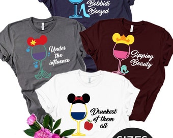 Disney Princess Drinking Shirt, Disney Bachelorette shirts, Wine Shirt, Disney Drinking Shirt, Disney bachelorette party plus size shirts