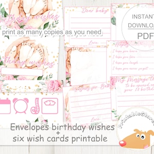 Wydrukuj księgę gości na baby shower, znak księgi gości, karty kapsuły czasu na pierwsze urodziny, szablon dla dziecka, znak kapsuły czasu z kartą wiadomości