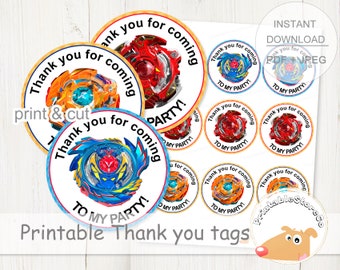 Tag di ringraziamento Beyblade: Spinners Party Printables (PDF e JPG)