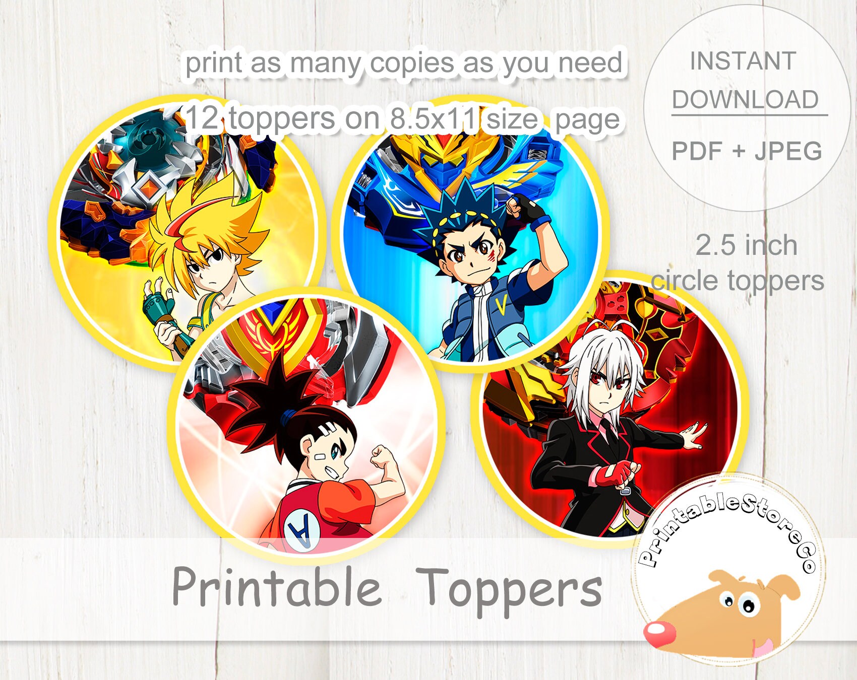 Beyblade Digital Toppers Printable, Beyblade Digital Tags, Bey Blade ...