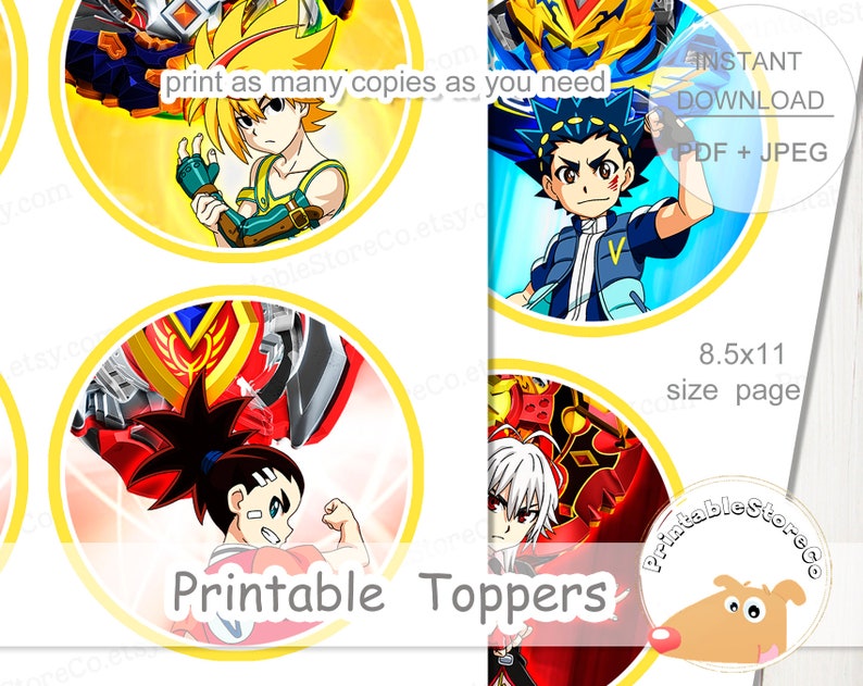 Beyblade Digital Toppers Printable, Beyblade Digital Tags, Bey Blade ...