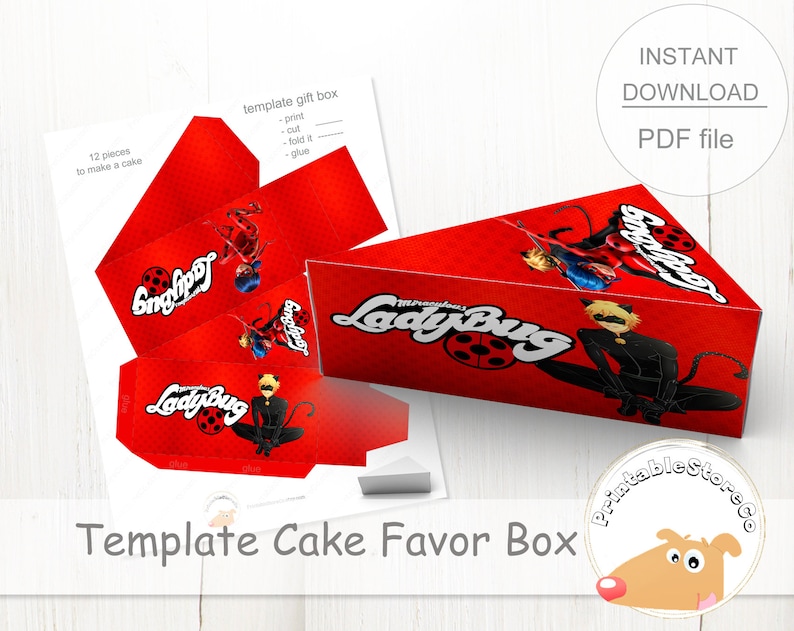Download Favor Paper Cake Boxes Printable Gift Box Digital Thank You Favour Boxes Birthday Party Cake Slice Box Template Party Supplies Paper Party Supplies Kromasol Com