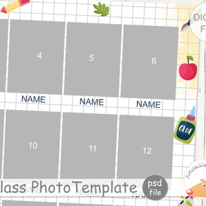 School Photo Collage Template: 18 Photos, 8x10 (PSD Digital File) image 3