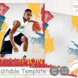 Conjunto de modelos de pôster esportivo, modelos de colagem do Photoshop, colagem digital para escola e crianças, retrato esportivo, modelo de cenário esportivo
