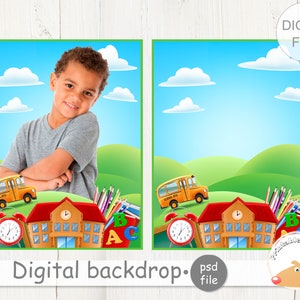 Back To School Picture Digital backdrop, School class photo template, School yearbook template, back to school background, Collage picture