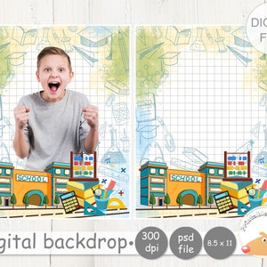 Back To School Picture Digital backdrop, Class photo template, Graduation Digital background, Background Template for photography