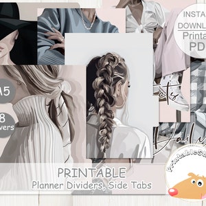 Frau Dashboard Planer Set, Planer Dividers A5 druckbare, Seite Tabs Vorlage, druckbare Planer Cover Seiten, überlappende Tabs Stil
