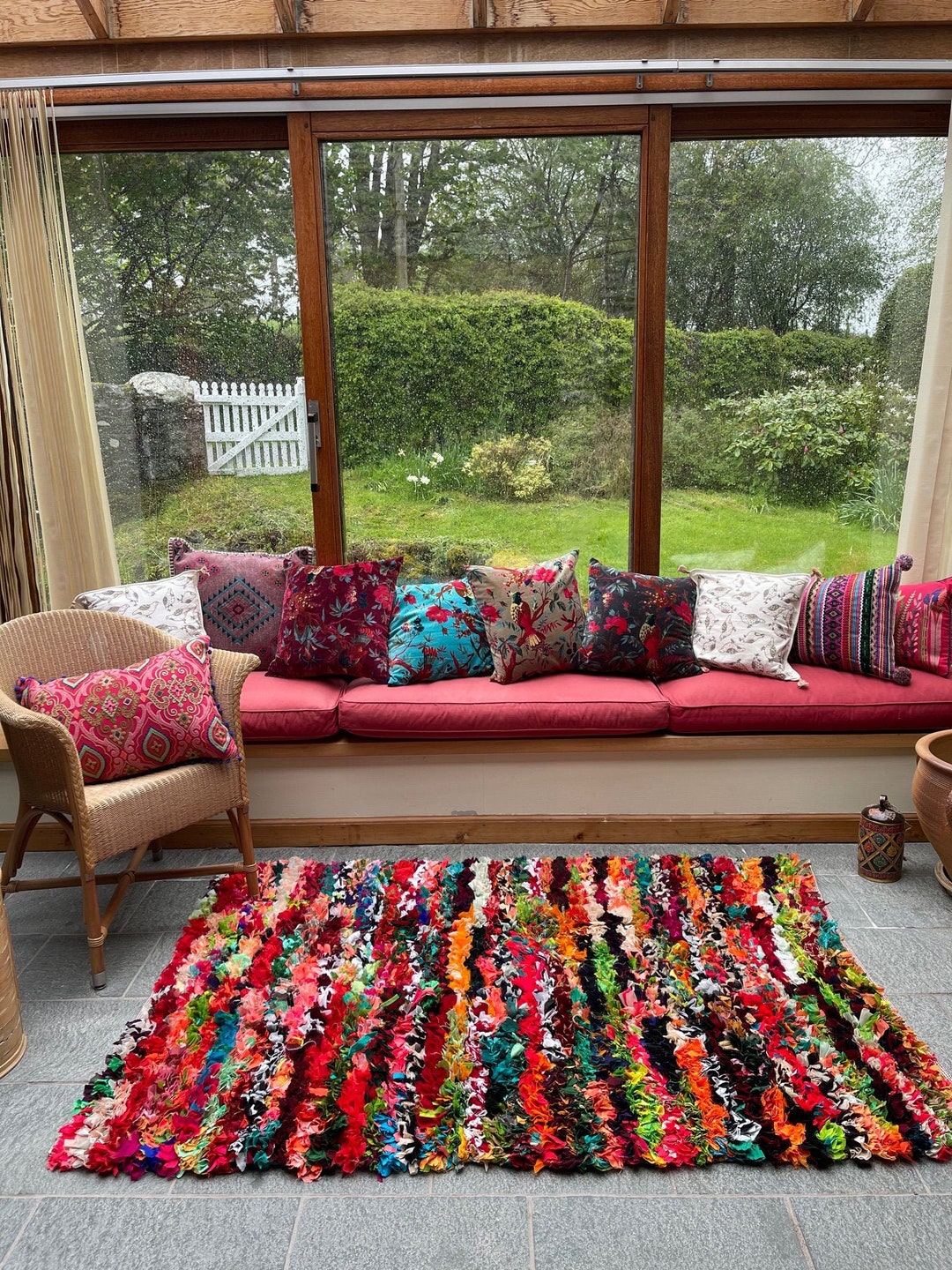 Second Nature Online ZINDA Rug Bright Shaggy Tufted Rag Rug Multi