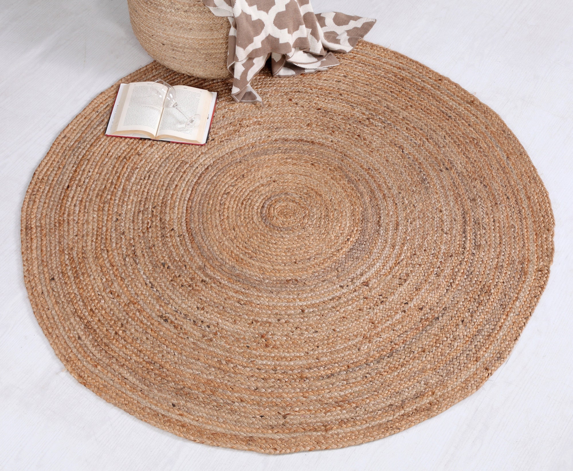 DHAKA Braided Round Rug Hand Woven With Natural Indian Jute Etsy UK