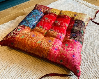 Indian Brocade and Recycled Sari Seat Pads 40 cm x 40 cm