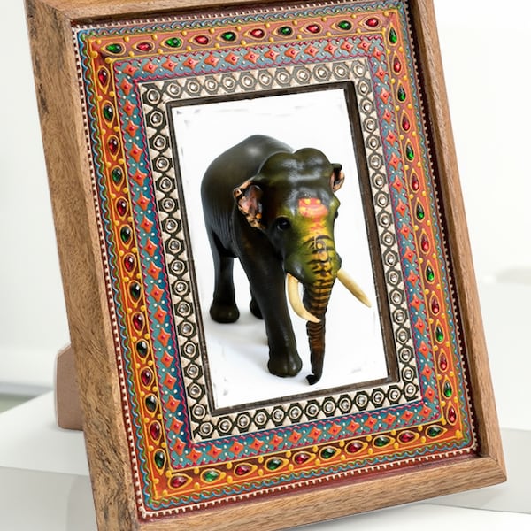 Photo Frame Hand Painted Indian Art made from Mango Wood