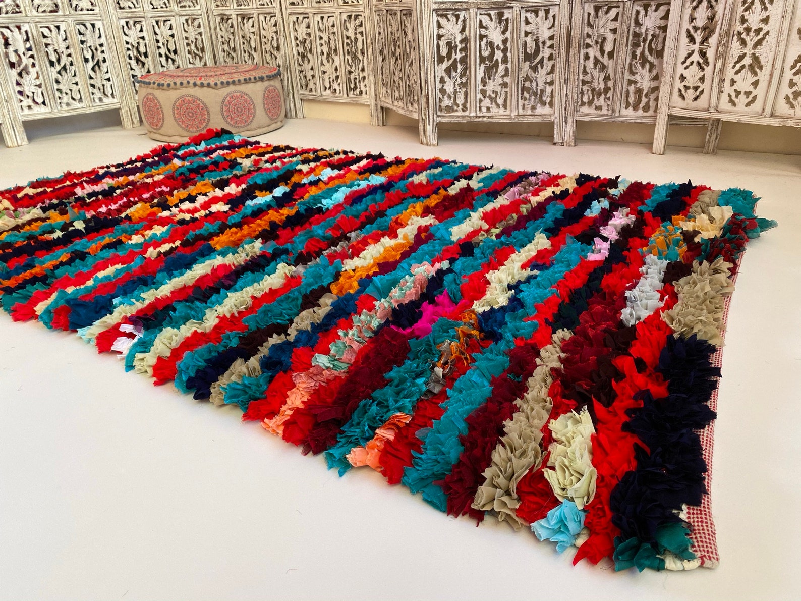 Second Nature Online ZINDA Rug Bright Shaggy Tufted Rag Rug Etsy UK