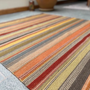 Grand Bazaar Wool Hand Loomed Warm Multicolour Striped Kilim Rug Various Sizes Available image 4