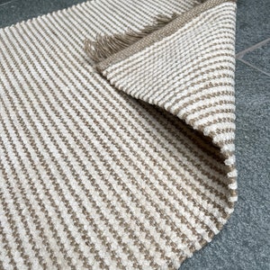 Colva Beige Natural Stripe Cotton Jute Rug Available in Small Medium Large Sizes image 5