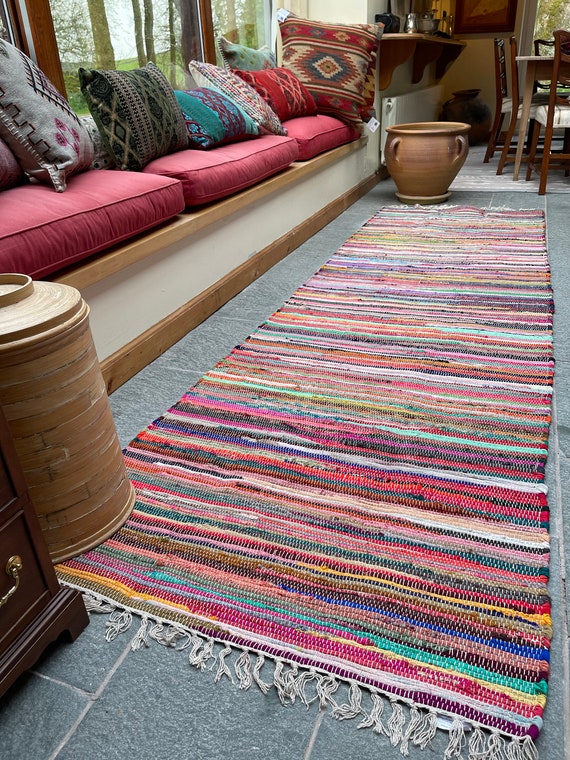 Wool Stripes Runner Rug in Multi buy online from the rug seller uk