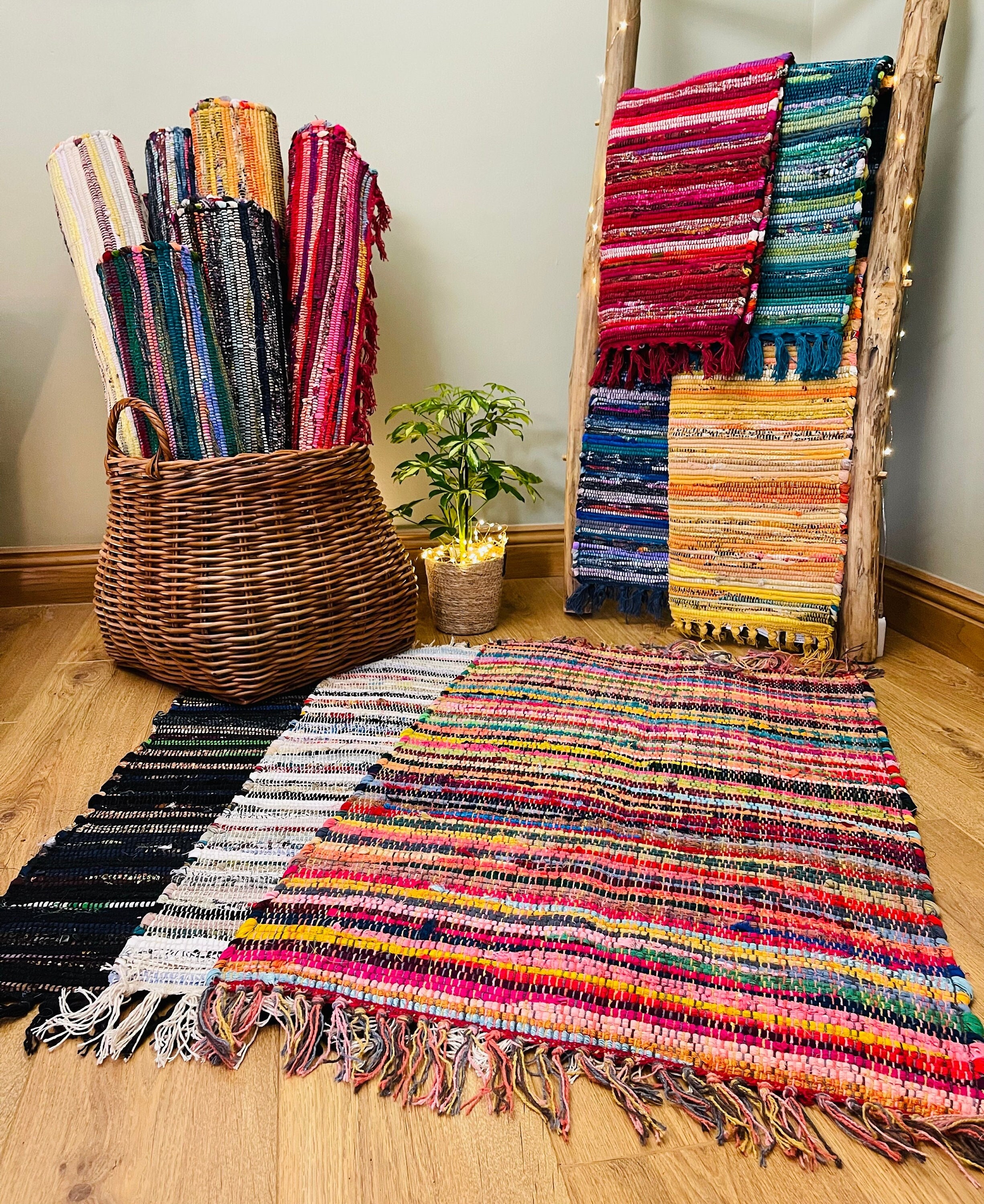 Festival Recycled Cotton Blend Rag Rug in Varied Colourways Indoor