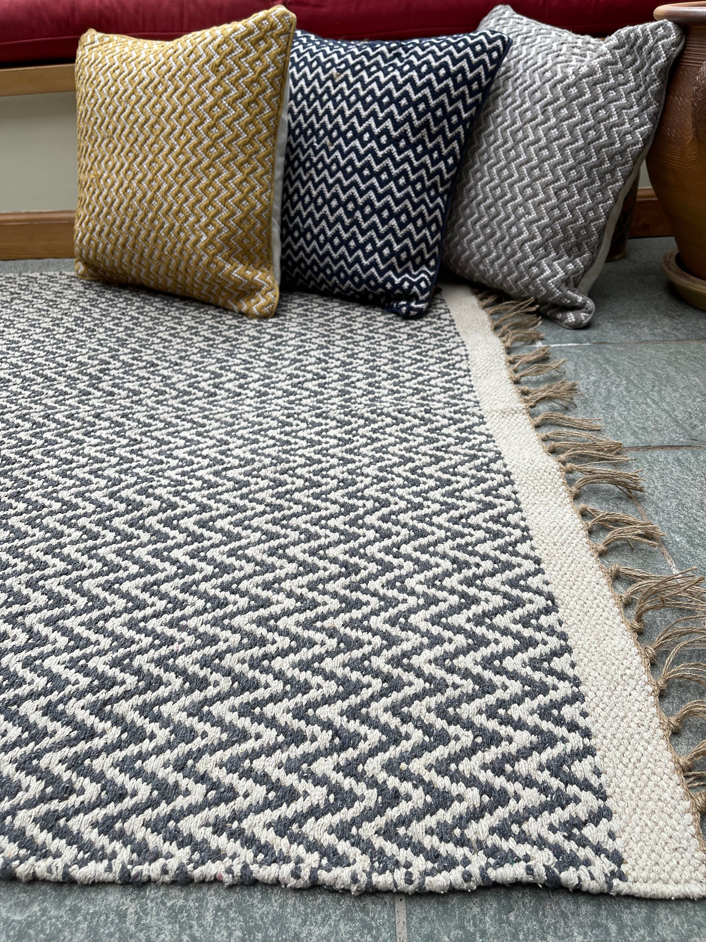 GRETA Soft Bedroom Rug Grey Dark Herringbone Pattern Etsy
