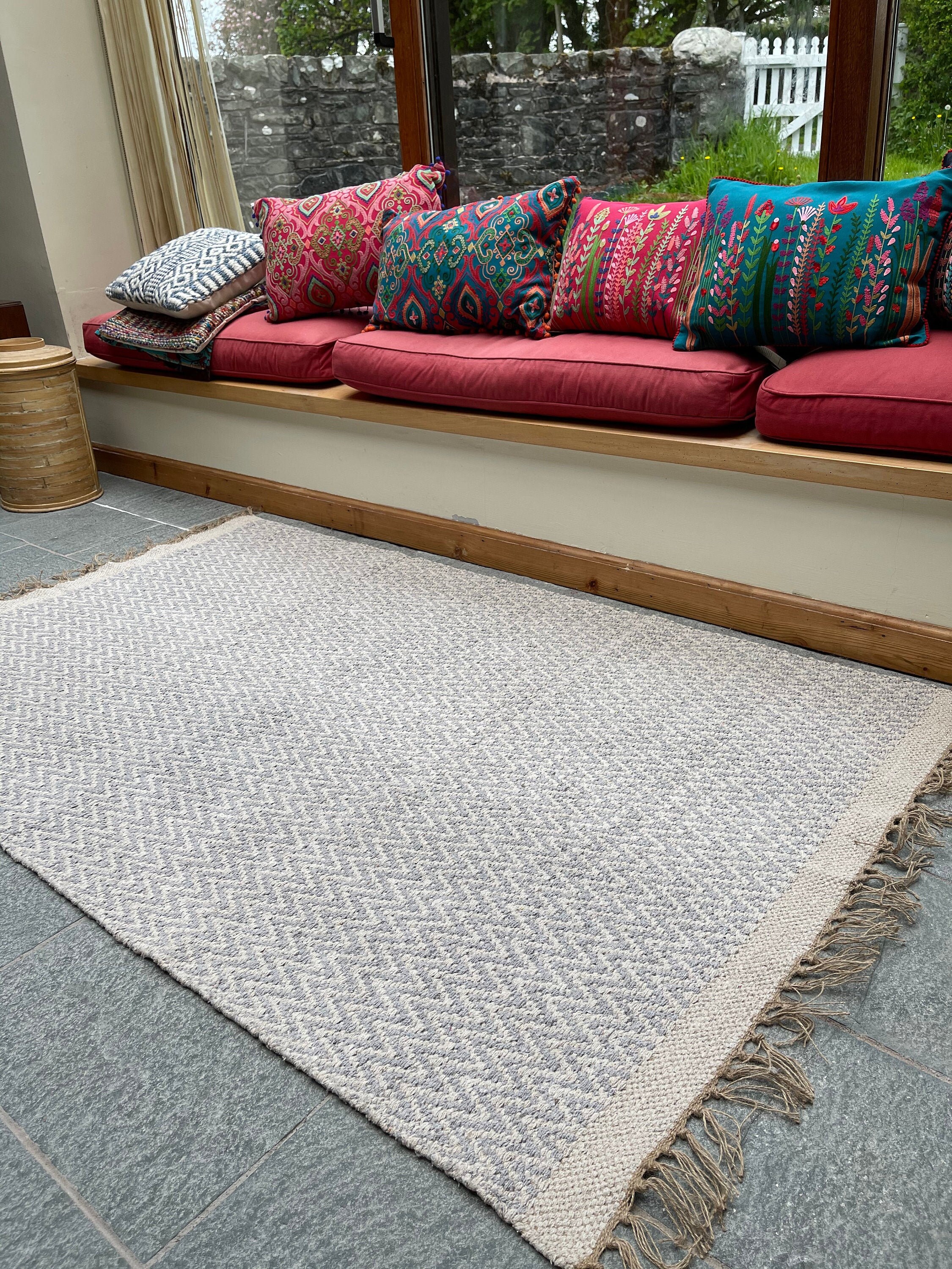 GRETA Soft Bedroom Rug Pale Grey Herringbone Pattern Etsy