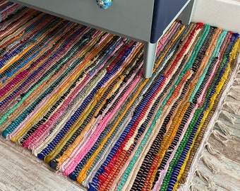 Shanti Small Medium Multicolour GoodWeave Chindi Recycled Rag Rug