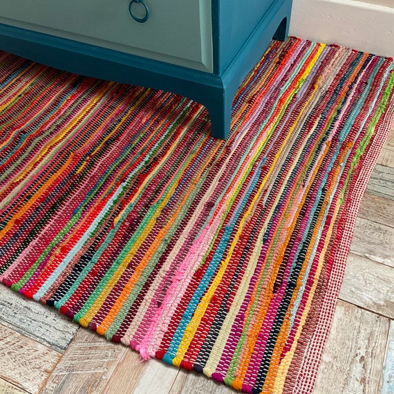 RAINBOW Multi Colour Rag Rug Cotton Mix Eco Friendly Floor Mat Small Medium Large  Extra Large Runner Rectangle or Square - Etsy