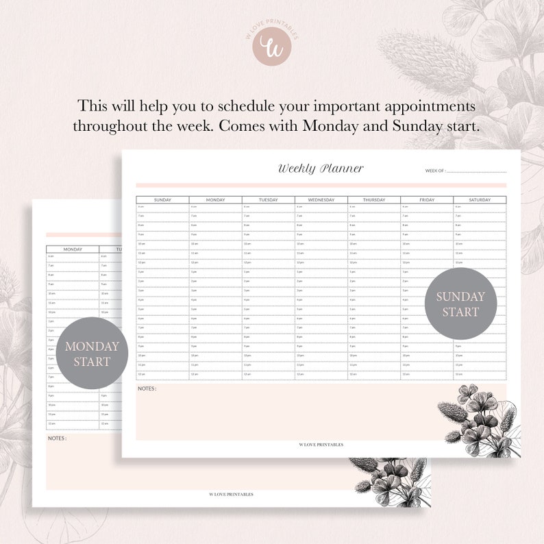 Weekly Appointment Planner Printable CLOVER Monday and | Etsy Weekly Appointment Planner Printable CLOVER Monday and | Etsy