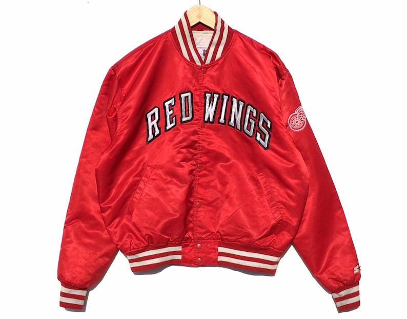 Vintage Detroit Red Wings NHL Starter Satin Bomber Jacket Size Etsy