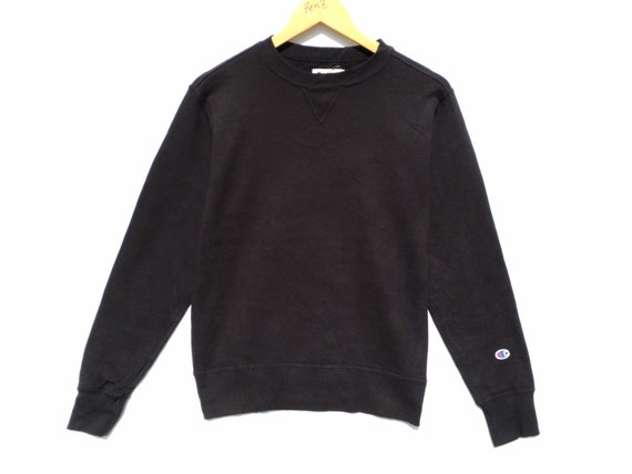 Vintage Champion Sweatshirt Plain Black 