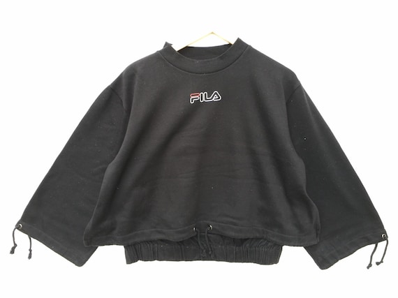 Vintaga Fila Sweatshirt Black Size Medium, Fila Ju
