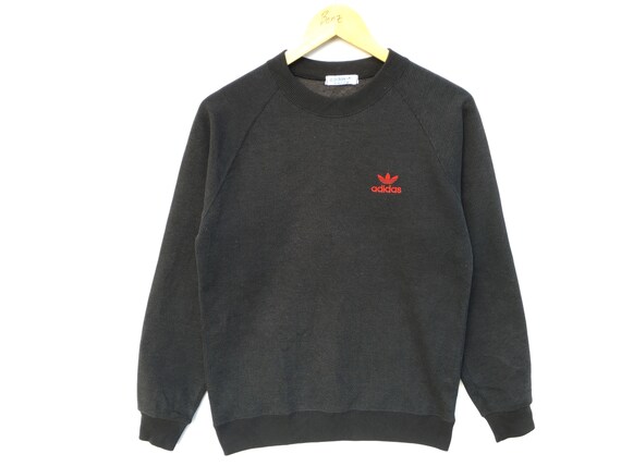 90s Adidas Trefoil Plain Black Vintage Sweatshirt,