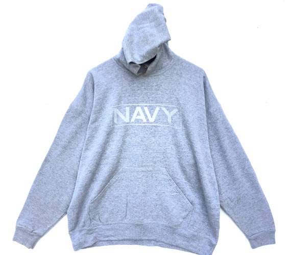 90s Vintage Navy Hoodie Grey Size XL, 90s Hoodie,