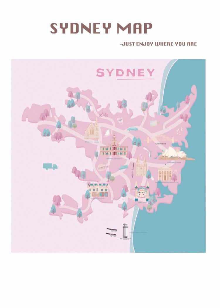Printable Sydney map city maps prints wall art Sydney wall Etsy