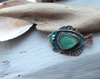 Brooch White Seaglass Jewelry Authentic Beach Sea Glass Pin