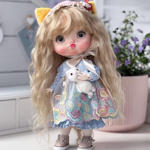 Emotional BJD Doll with Outfit, Handmade Doll Gift, Collectible Poseable Art Doll, Realistic OOAK Doll for Display, Doll with Clothes Set