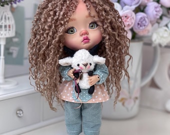 Collectible BJD Art Doll, OOAK Repainted Doll with Outfit, Handmade Doll for Display, Decorative Doll for Shelf, Unique Gift for Doll Lovers