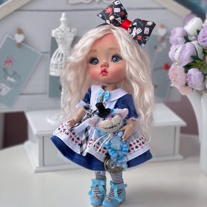 OOAK BJD Doll with Clothes, Alice in Wonderland Doll, Interior Doll, Designer Whimsical Doll, Collectible Art Doll, Storybook Character Doll