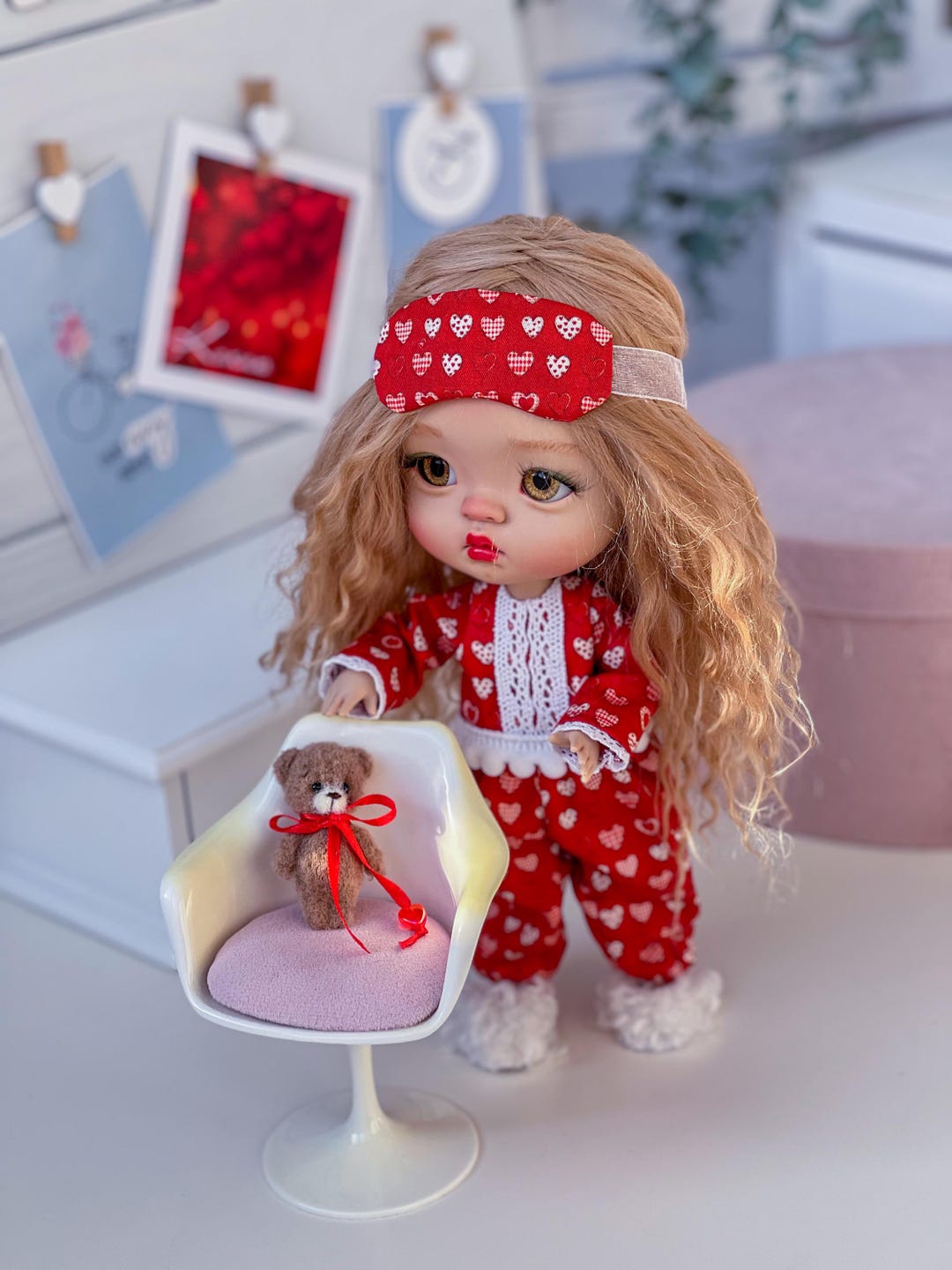 ☺︎︎ ハンドメイド  約8センチの女の子 ooak doll ✽.。. OOAK Romantic BJD Art Doll With Clothes, Handmade Ball Jointed