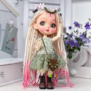Fantasy Elf BJD Doll with Clothes, OOAK Art Doll with Pointy Ears, Fairy Character Doll, Collectible Gift for Doll Lovers, Boho Style Doll