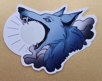 Wolf Eating Moon | Glossy Water Resistant Sticker 2"x3" | Norse mythology
