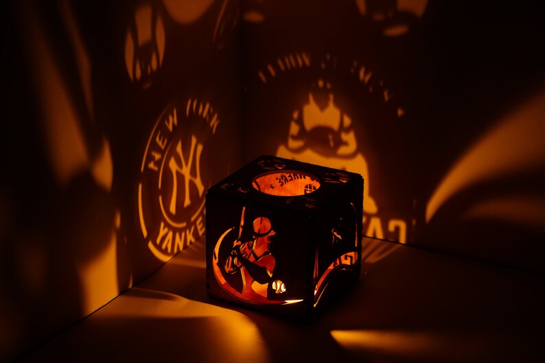 New York Yankees Light Box Yankees Candle Holder Baseball Etsy