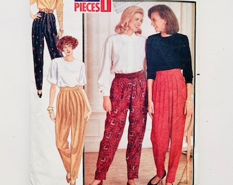 Vintage 1990’s Butterick 4997 Women’s Pleated Pants Pattern, Sz (12-14-16), Pre-cut