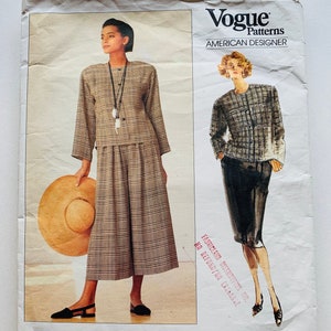 Vintage 1980’s Vogue American Designer Tamotsu 2321, Women’s Jacket, Skirt & Pants Pattern, Sz (8-10-12), Pre-cut