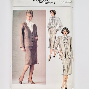 Vintage 1980’s Vogue 9359, Women’s Jacket, Blouse & Skirt Pattern, Sz(12-14-16), Uncut